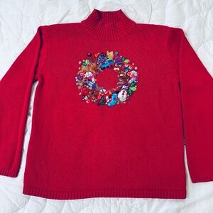 Marisa Christina Christmas Collection 2000 Sweater Small Red Wreath 3D Pullover
